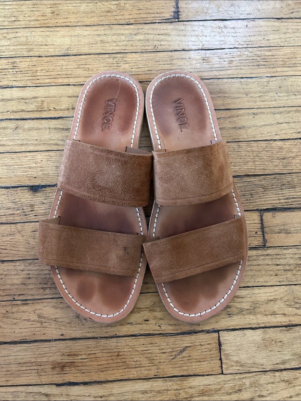 Vince Travis Suede Flat Slide Sandals